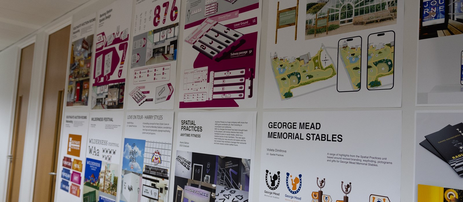 Wall of various graphic artworks