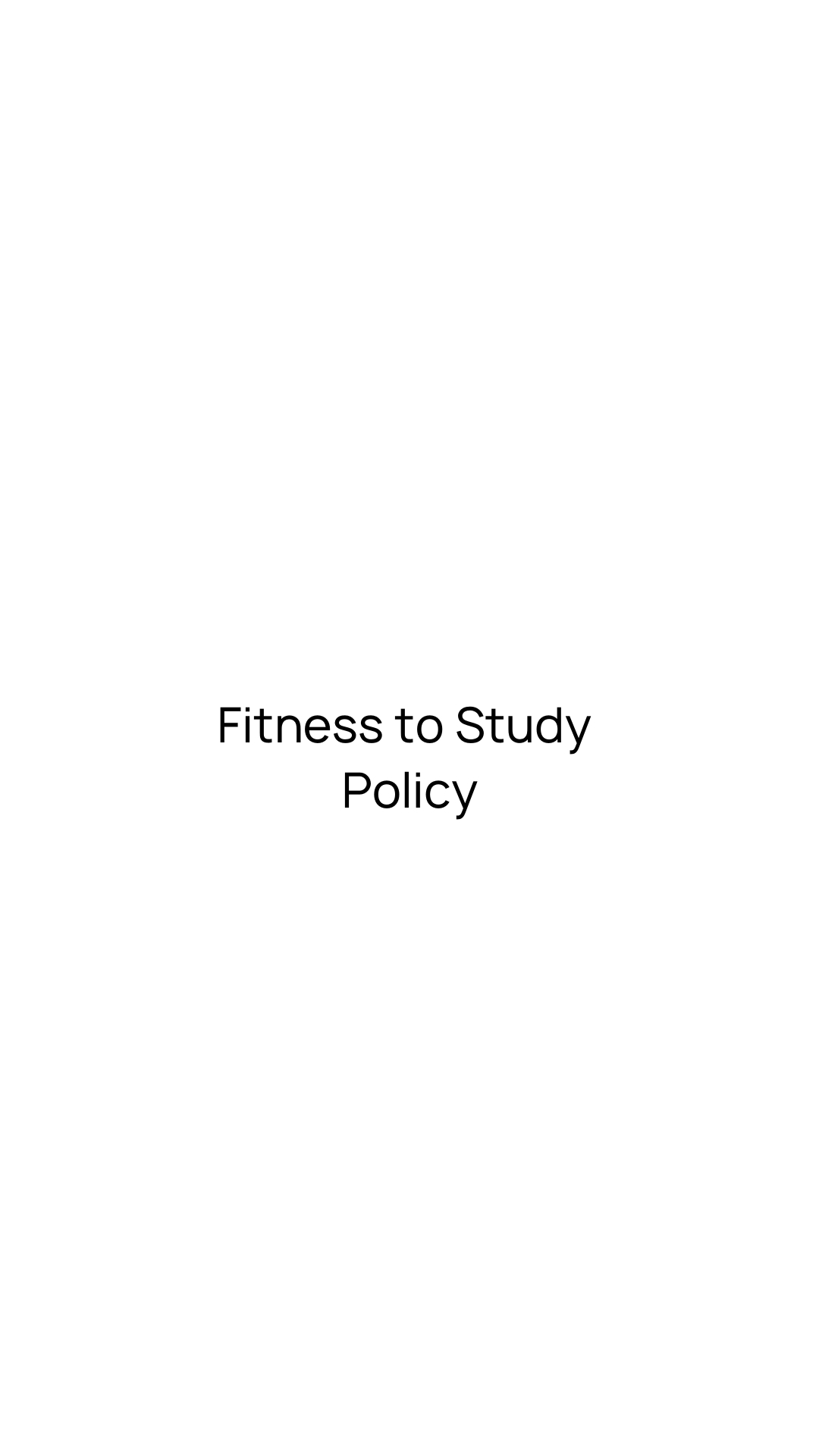 Fitness to Study Policy