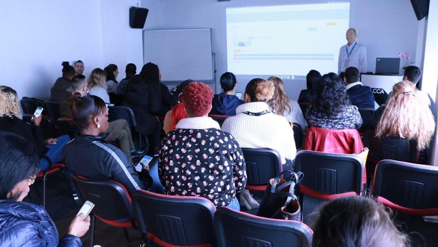 Business management student at a careers bootcamp event