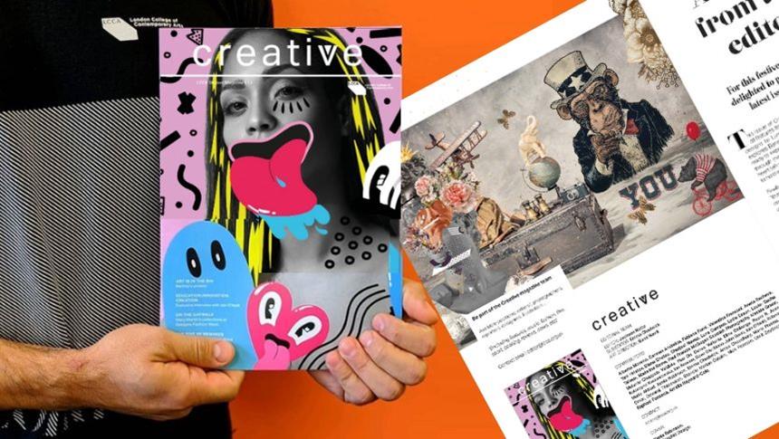 a person holding the latest edition of the student magazine called creative