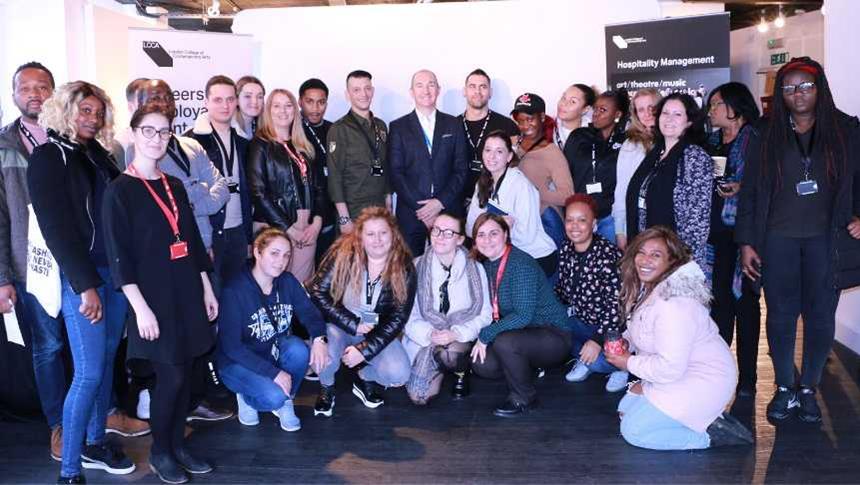 A group of LCCA hospitality management students at a guest lecture
