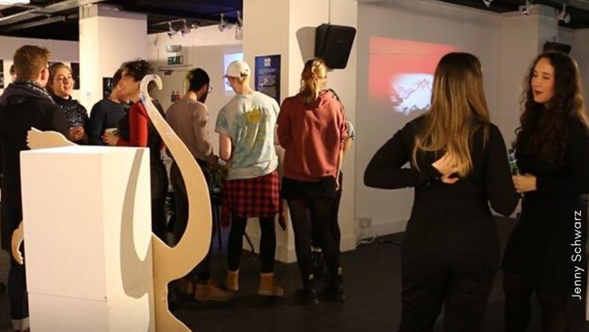 a group of people talking