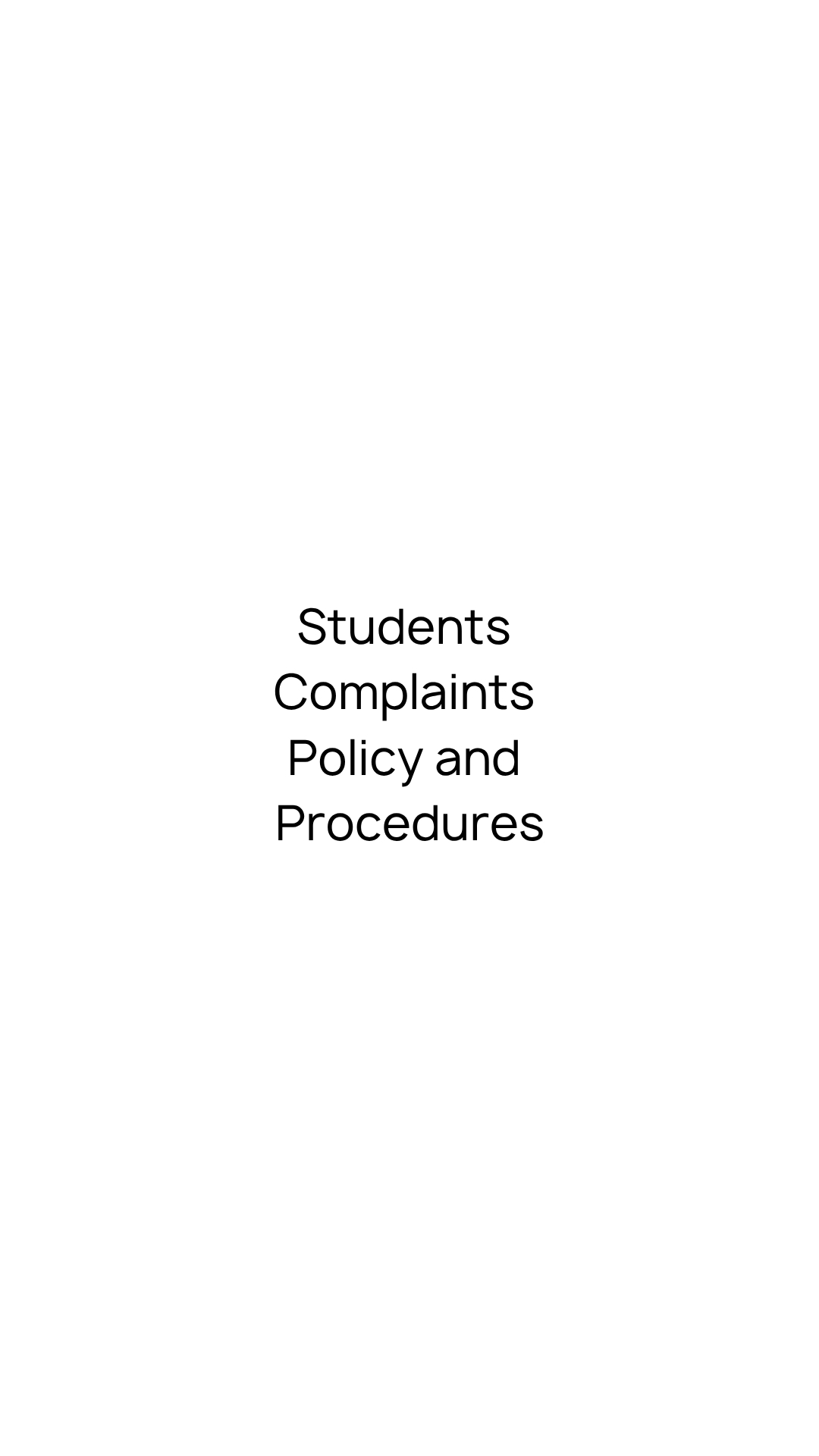 Students Complaints Policy and Procedures