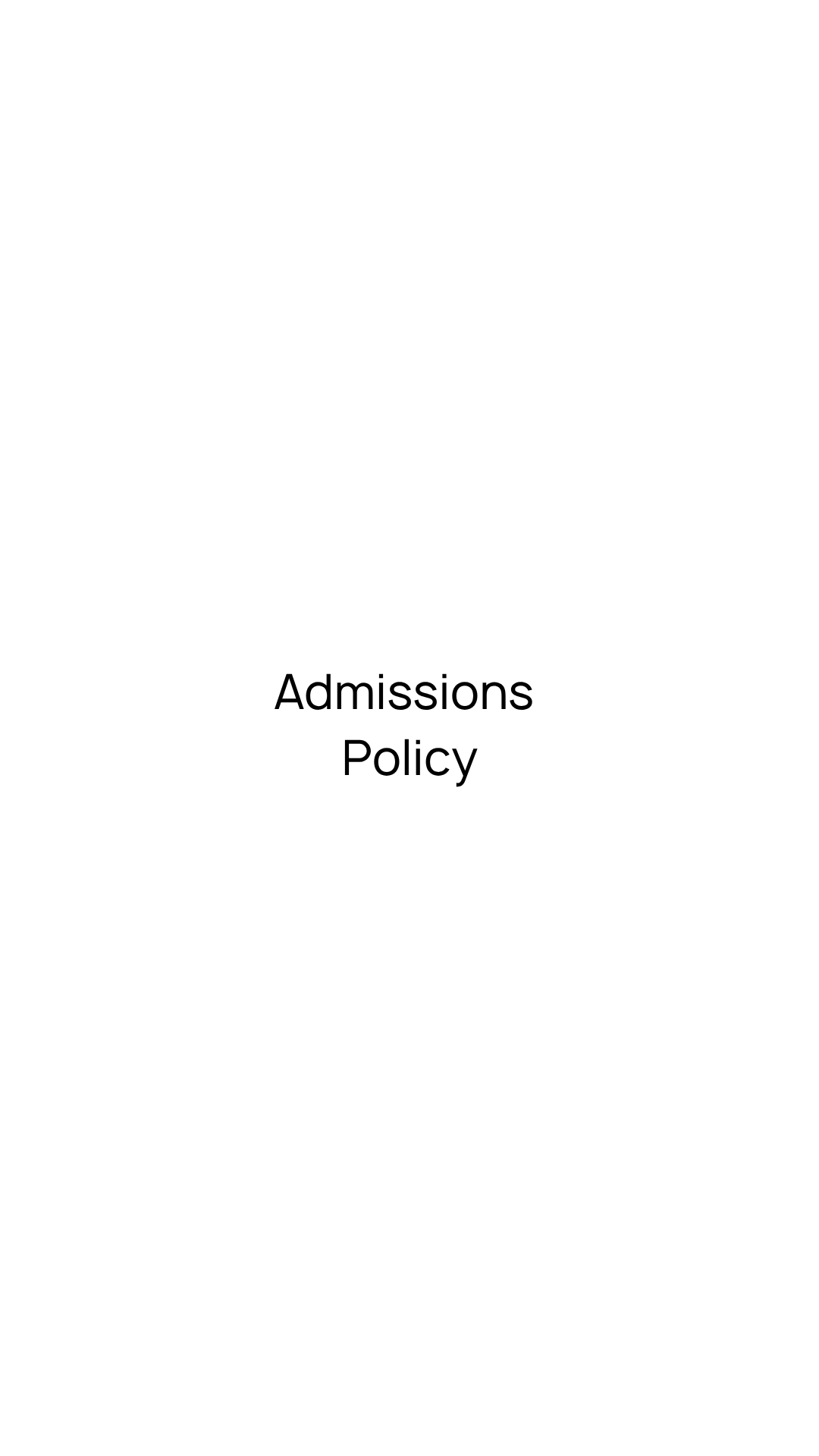 Admissions Policy