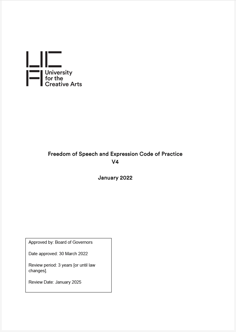 Freedom of Speech and Expression Code of Practice cover image