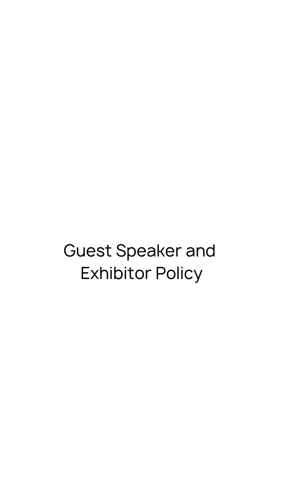 Guest Speaker and Exhibitor Policy